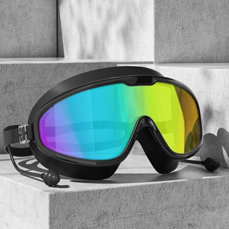 Swim Goggles Anti Fog Uv - ミラーレンズ付き大人用スイムゴーグル – 曇り止めUVカット、大型フレーム、耐久性のある光学レンズ、プールや開放水域での使用に適した確実な密閉性