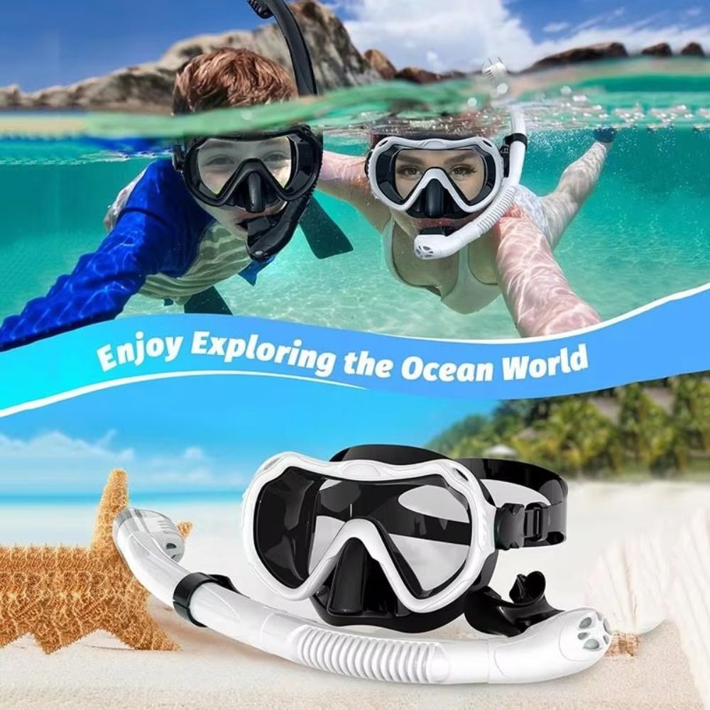 Snorkel Mask Full Face - 曇り止め加工のダイビングマスク、柔らかいシリコン素材、水漏れ防止、シュノーケリングマスクセット、広視野角、強化ガラス、フルフェイスダイビングマスク、子供用。