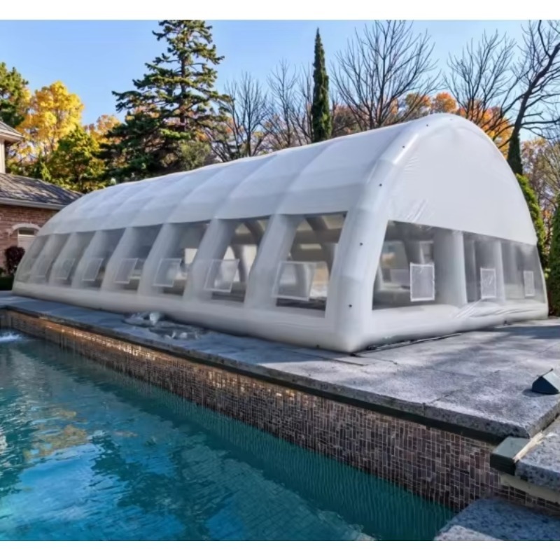 Pool Cover Waterproof - インフレータブルスイミングプールカバー耐久性のあるPVCインフレータブルエアドームスイミングプール用防水プールカバー屋外スイミングテント