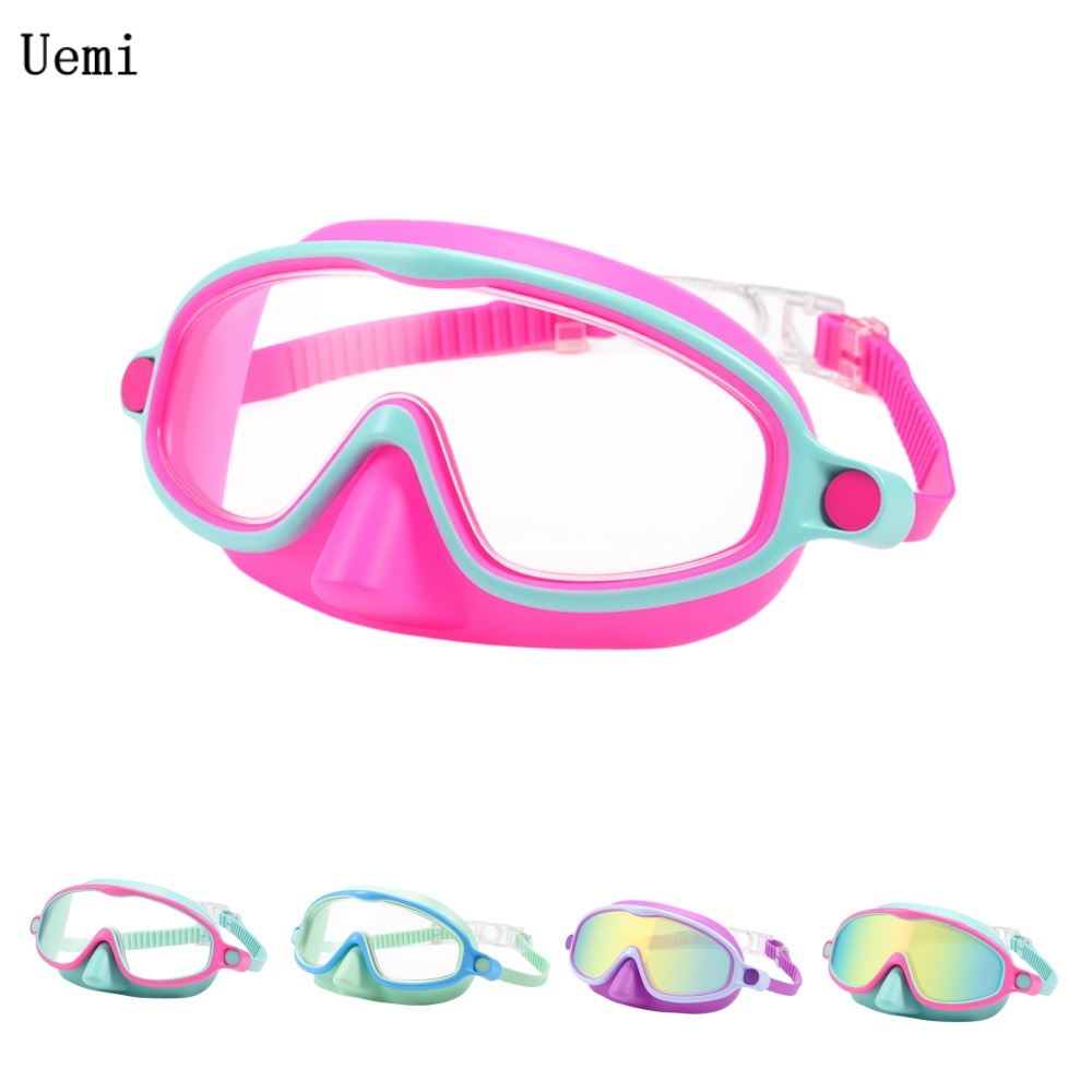 Swim Goggles Anti Fog Uv - 子供用スイムゴーグル ノーズカバー付き UV耐衝撃 広視野 曇り止め 水泳ダイビングマスク