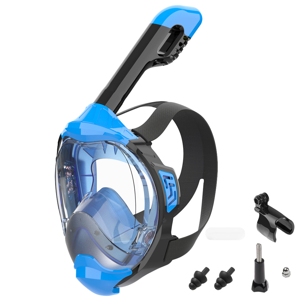 Snorkel Mask Full Face - 大人用フルフェイスシュノーケルマスク、最新のドライトップ呼吸システム、取り外し可能なカメラマウント、パノラマビュー、漏れ防止、防曇