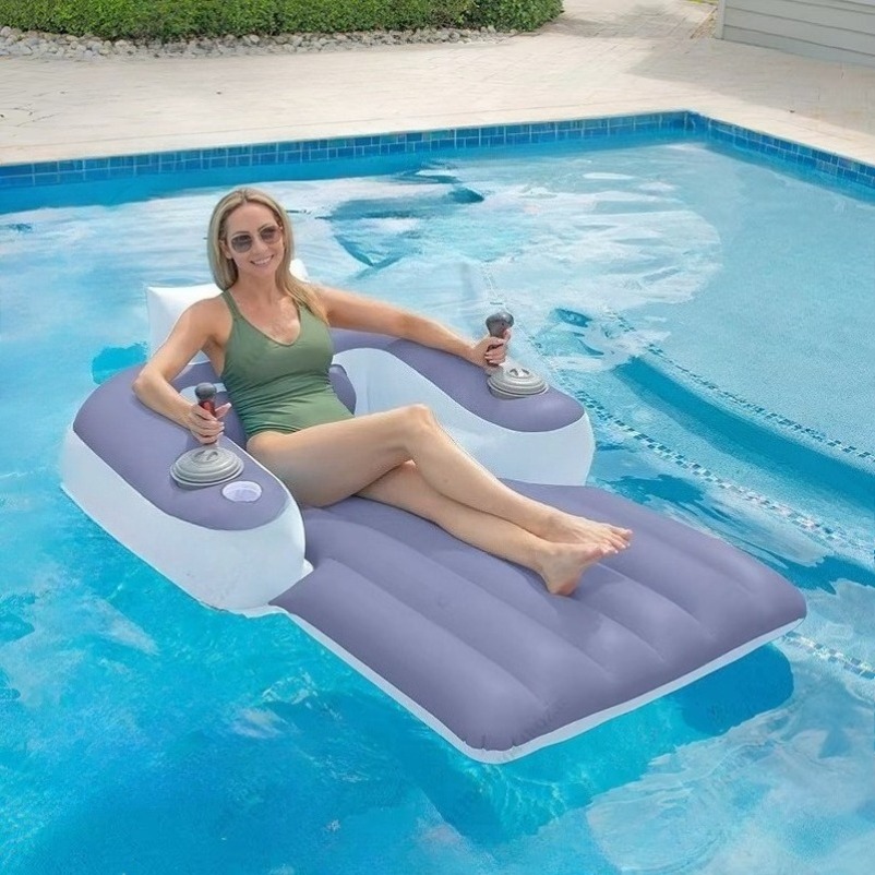 Pool Lounger Inflatable - 電動推進モーター付きの新しいインフレータブル水上浮遊椅子。大人用のプールで楽しめる浮き輪。