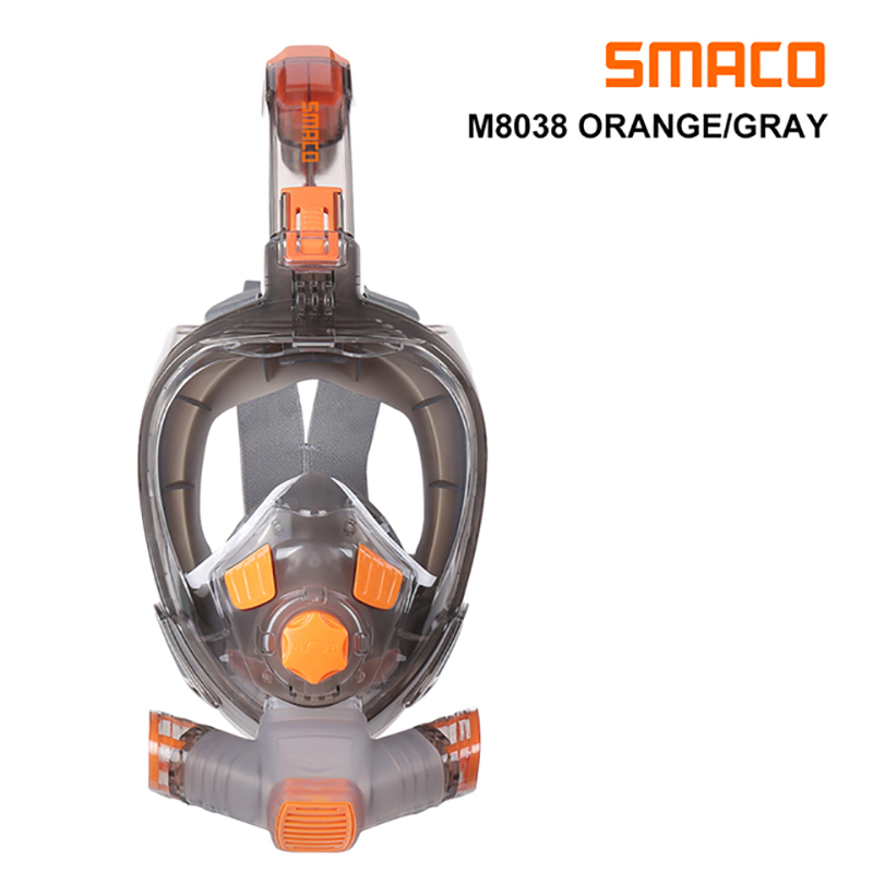 Snorkel Mask Full Face - Smaco-大人用フルフェイススキューバダイビングマスク、防曇ゴーグル、水中ワイドビュー、折りたたみ式、透明、シュノーケル水泳