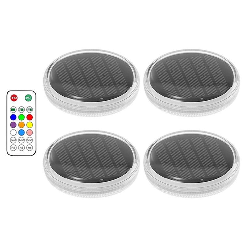 Pool Light Solar Rechargeable - ソフトタイマー機能付き、ソーラー充電式、水に浮かぶプールライト（4個入り）、リモコンで操作できるプールライト、7種類の点灯モード