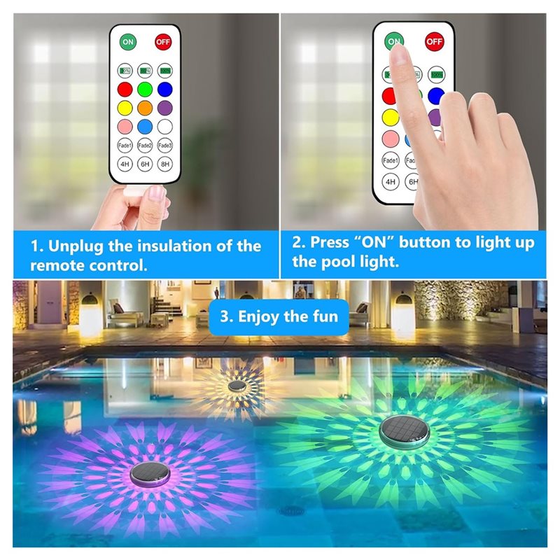 WCS製、ソーラー充電式、水に浮くプールライト（4個入り）、 - Pool Light Solar Rechargeable のレビューと価格