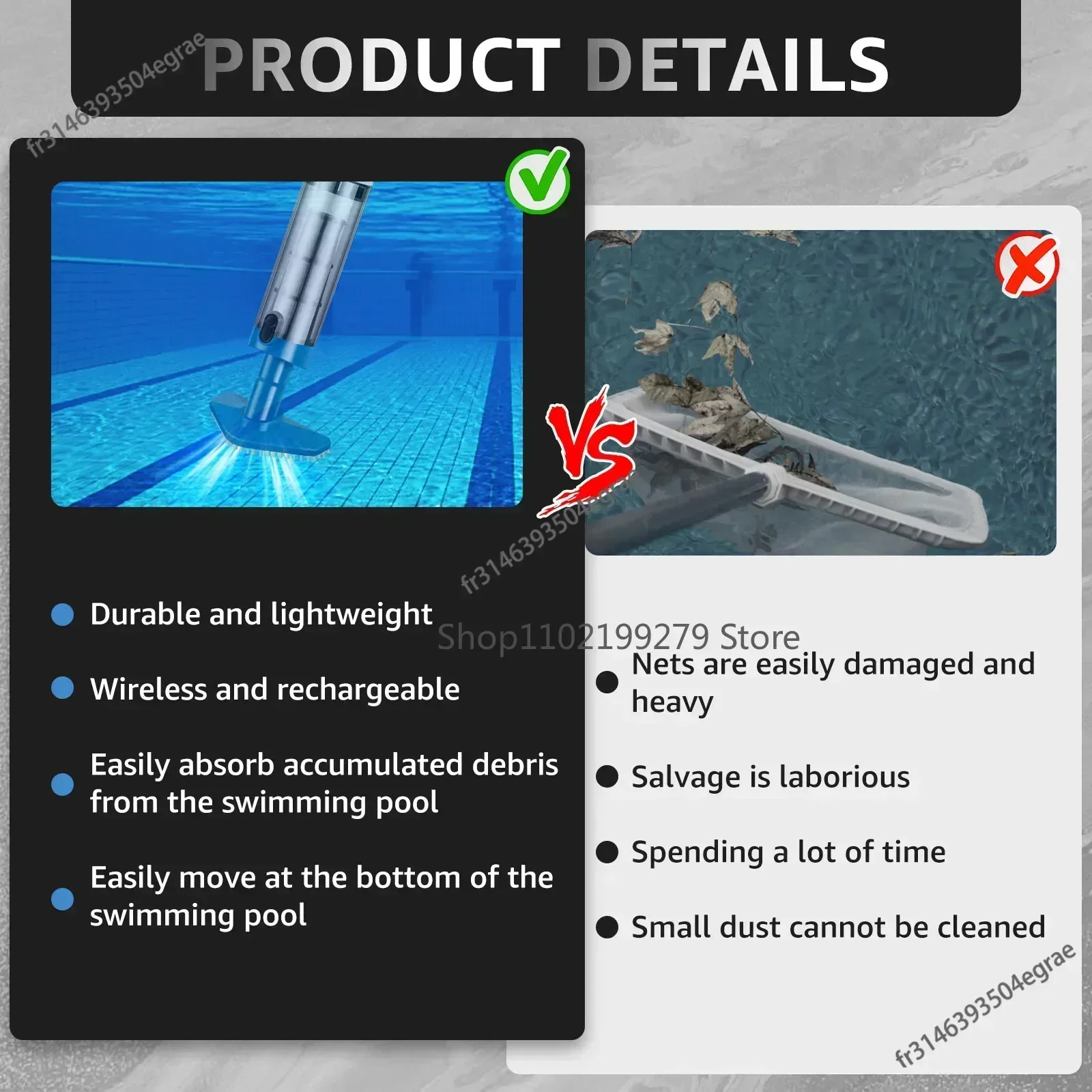 充電式ポータブルハンドヘルドプール掃除機、コードレスクリーナ - Pool Vacuum Manual のレビューと価格
