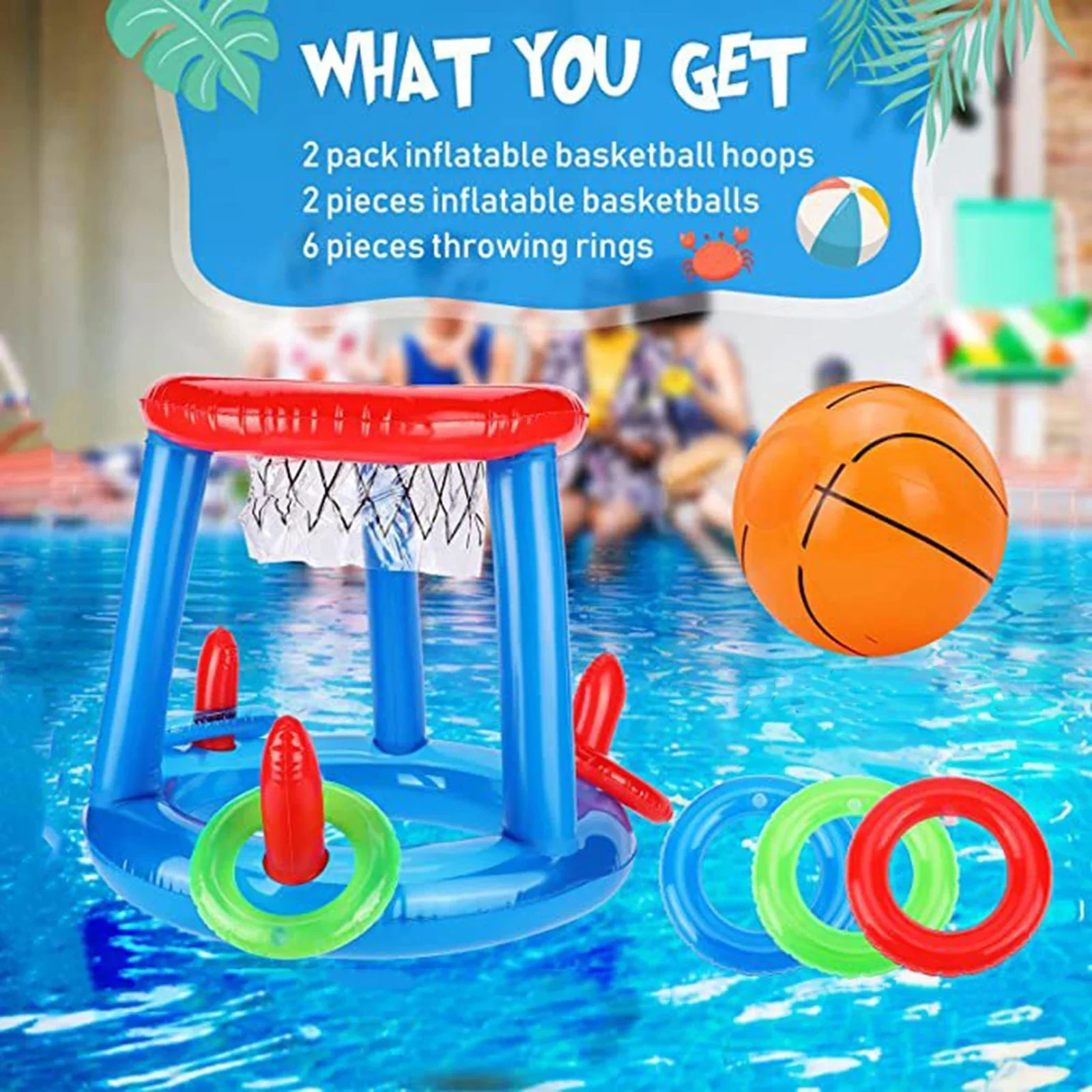 インフレータブルバスケットボールフープ＆クロスリングトスプー - Pool Float Ring Inflatable のレビューと価格