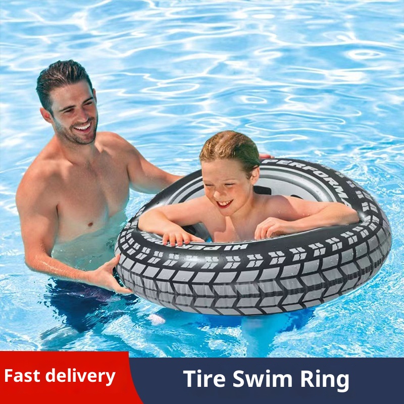 空気を入れて膨らませるタイプの水泳用浮き輪。特大サイズで厚み - Pool Float Ring Inflatable のレビューと価格