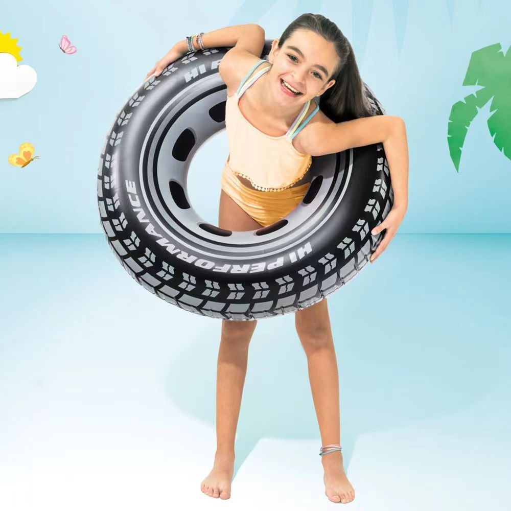空気を入れて膨らませるタイプの水泳用浮き輪。特大サイズで厚み - Pool Float Ring Inflatable のレビューと価格