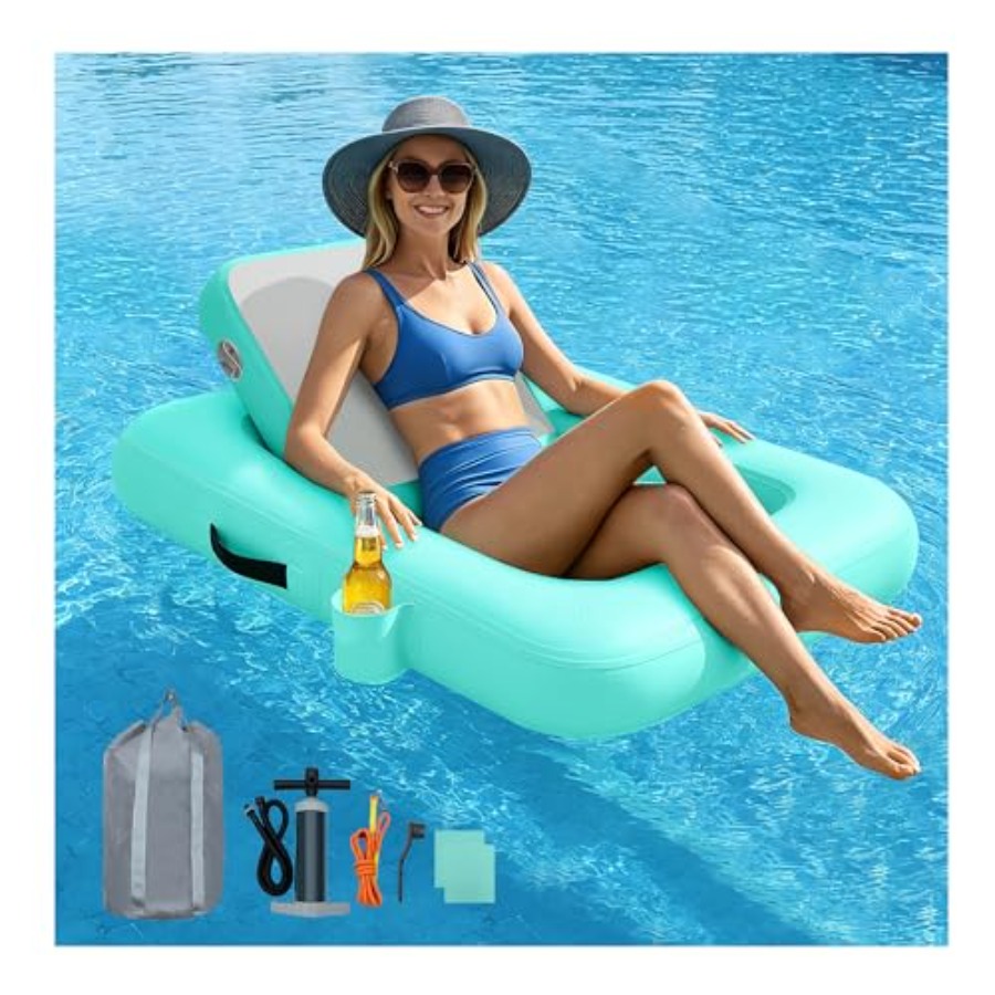 背もたれ付きフローティングチェア 大人用インフレータブルフロ - Pool Lounger Inflatable のレビューと価格