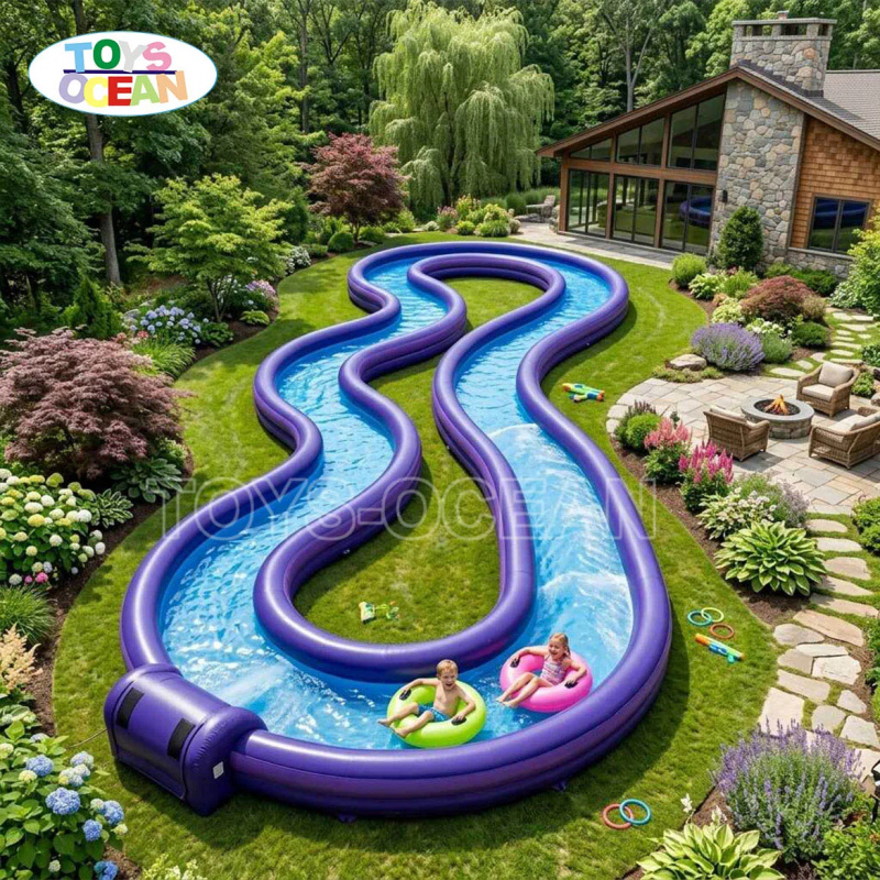 業務用インフレータブルレイジーリバー、ピンクの波状ウォーター - Water Slide Inflatable のレビューと価格