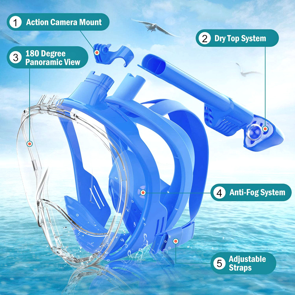 キッズフルフェイスシュノーケルマスクダイビングマスク取り外し - Snorkel Mask Full Face のレビューと価格