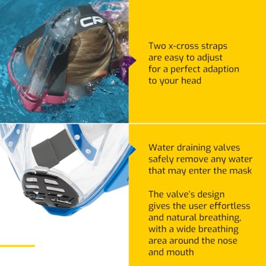 6～12歳のお子様向けジュニアシュノーケリングキット：フルフ - Snorkel Mask Full Face のレビューと価格